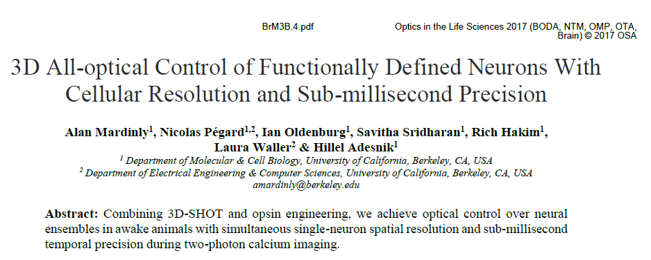 Research article on a novel method combining laser technology and optogenetics for precise and rapid observation and control of individual brain neurons, linking neuron imaging to animal behavior and demonstrating light's influence on neurons."